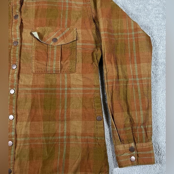 Prana women’s large  Brown corduroy jacket/Shacket snap Down lined with pockets - Picture 6 of 9